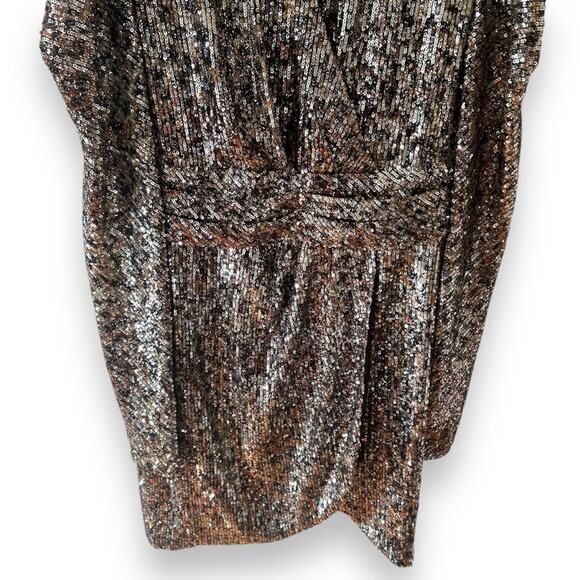 NWOT Jonathan Simkhai Mallory Sequin Mini Halter Dress Multi Silver Gold 4 Women - Picture 4 of 10